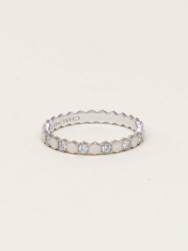 Bague 54 Chaumet Bee My Love - Alliance en or blanc avec diamants 58 Facettes 1208.2