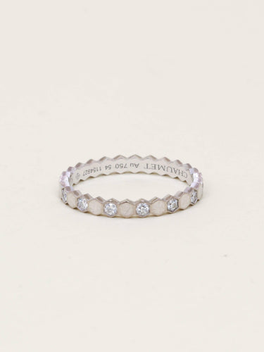 Bague 54 Chaumet Bee My Love - Alliance en or blanc avec diamants 58 Facettes 1208.2