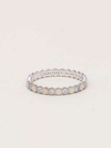 Bague 54 Chaumet Bee My Love - Alliance en or blanc avec diamants 58 Facettes 1208.2