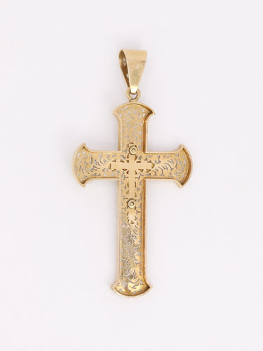 Pendentif Art Nouveau - Pendentif croix en or jaune 18 carats et turquoises 58 Facettes 1190.6