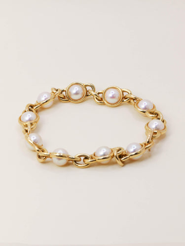 Bracelet Bracelet chaîne vintage en or jaune 18 carats et perles Akoya 58 Facettes 1204.5