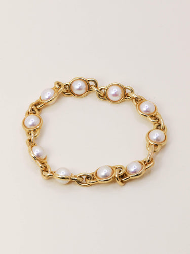 Bracelet Bracelet chaîne vintage en or jaune 18 carats et perles Akoya 58 Facettes 1204.5