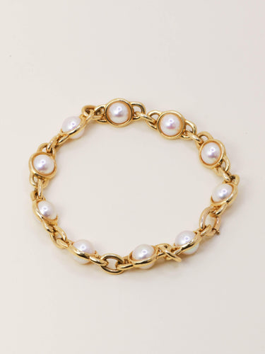 Bracelet Bracelet chaîne vintage en or jaune 18 carats et perles Akoya 58 Facettes 1204.5