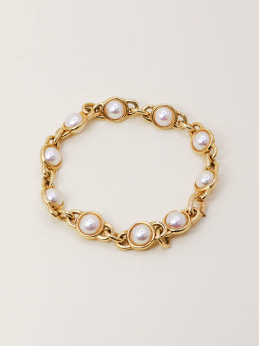Bracelet Bracelet chaîne vintage en or jaune 18 carats et perles Akoya 58 Facettes 1204.5