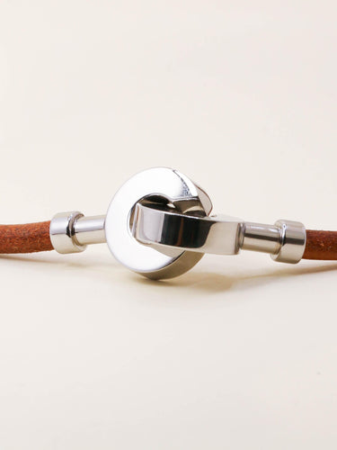 Hermès Lancelot - Collier ras-du-cou ou bracelet double tour en cuir marron 58 Facettes 1206.11