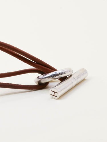 Collier Hermès Glenan - Collier en argent 925 et cuir marron 58 Facettes 1206.9