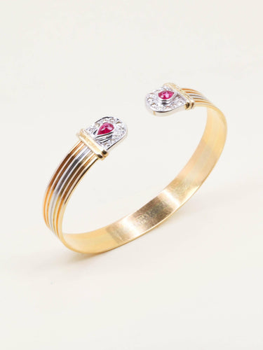 Bracelet Bracelet jonc ouvert en or 18 carats rubis et diamants 58 Facettes 1211.1