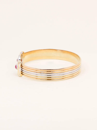 Bracelet Bracelet jonc ouvert en or 18 carats rubis et diamants 58 Facettes 1211.1