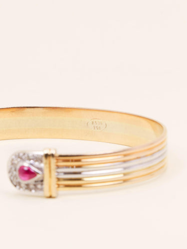 Bracelet Bracelet jonc ouvert en or 18 carats rubis et diamants 58 Facettes 1211.1