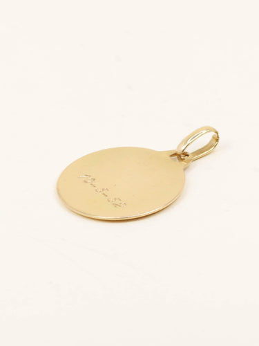 Pendentif Augis - Médaille Amour ronde en or jaune avec rubis et diamant 58 Facettes 1202.2