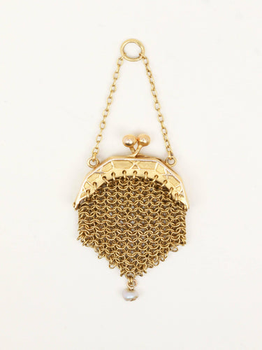 Pendentif Pendentif bourse à Louis Art déco en or jaune 18 carats et perle 58 Facettes 1210.1