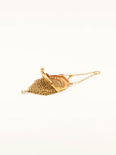 Pendentif Pendentif bourse à Louis Art déco en or jaune 18 carats et perle 58 Facettes 1210.1