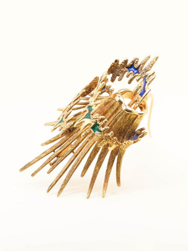 Broche Becker & Brasier - Broche volcan en or jaune 18 carats et émail 58 Facettes 1210.4