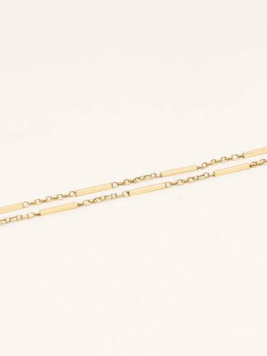 Collier Chaîne vintage à maillons bâton et forçat en or jaune 18 carats 58 Facettes 1219.5