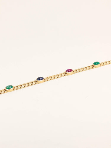 Collier Sautoir - Chaîne maille gourmette en or jaune 14k avec cabochons 58 Facettes 1211.7