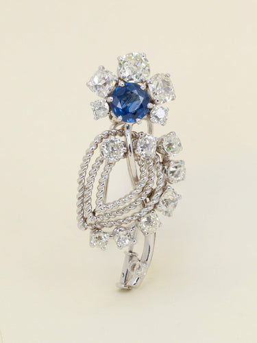 Broche Mauboussin - Broche fleur en or blanc 18k saphir et diamants 58 Facettes 342