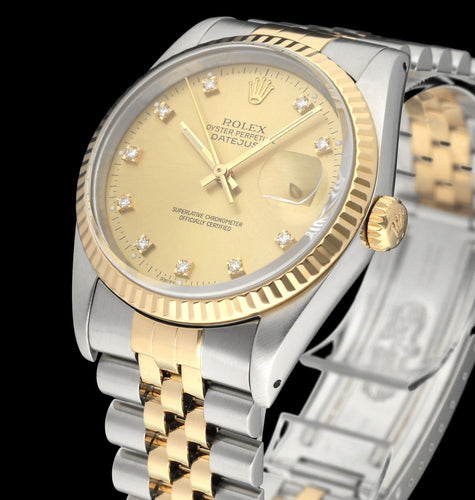 Montre Rolex Datejust - Montre 16233G (1991) 36 mm or et acier 58 Facettes ROL/DJ1/1221