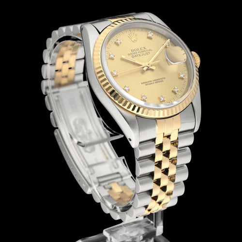 Montre Rolex Datejust - Montre 16233G (1991) 36 mm or et acier 58 Facettes ROL/DJ1/1221