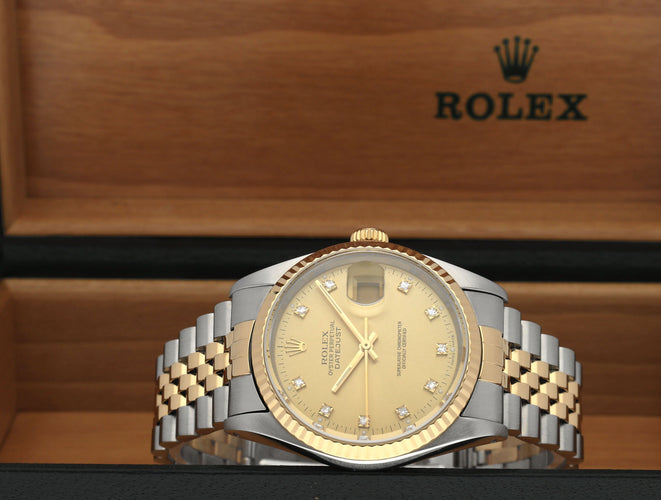 Montre Rolex Datejust - Montre 16233G (1991) 36 mm or et acier 58 Facettes ROL/DJ1/1221