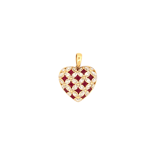 Collier Pendentif Cœur - Diamants & Rubis 58 Facettes