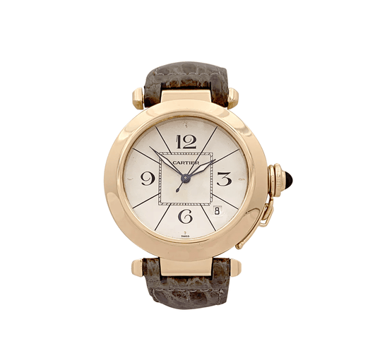 Règlement de la commande avec Alma : Montre Cartier "Pasha" or jaune, cuir. 58 Facettes