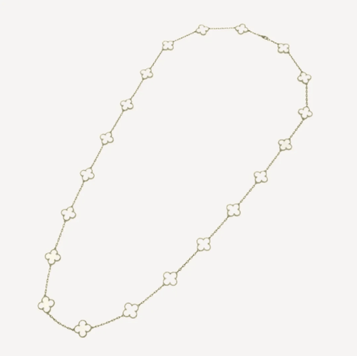 Collier VAN CLEEF & ARPELS - ALHAMBRA - Rare Sautoir en or jaune et cristal de roche. 58 Facettes