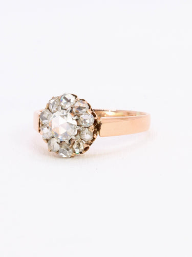 Bague 58 Bague marguerite en or rose 18k avec diamants taille rose 0,70 ct 58 Facettes 1090.4