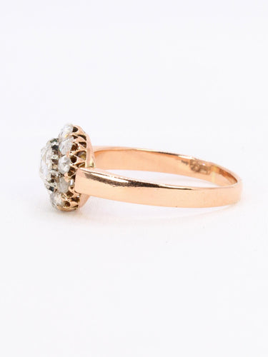 Bague 58 Bague marguerite en or rose 18k avec diamants taille rose 0,70 ct 58 Facettes 1090.4