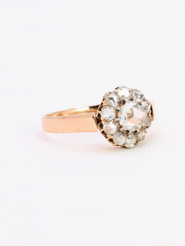 Bague 58 Bague marguerite en or rose 18k avec diamants taille rose 0,70 ct 58 Facettes 1090.4