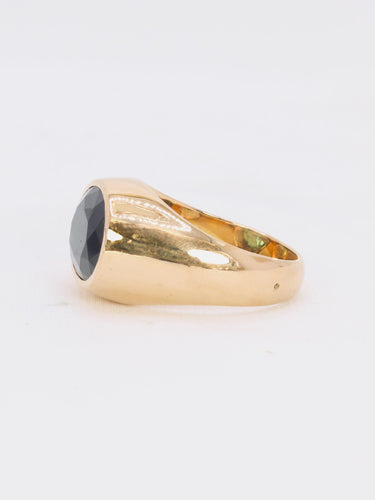 Bague 59.5 Bague jonc cocktail en or jaune 18 carats avec saphir ovale 58 Facettes 1087.14