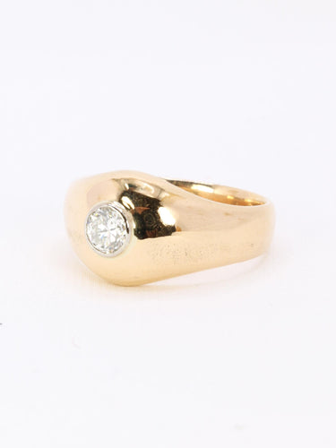 Bague 60 Bague jonc vintage en or jaune 18 carats avec diamant 0,5 ct 58 Facettes 1087.25