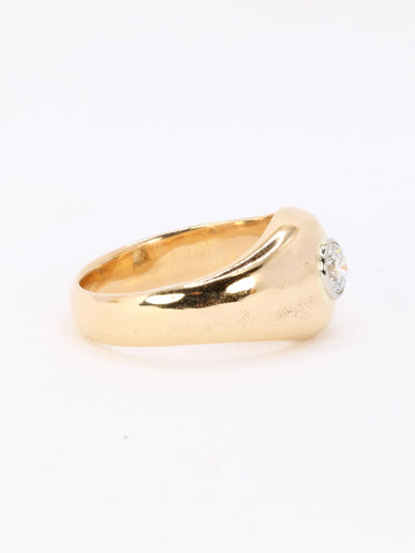 Bague 60 Bague jonc vintage en or jaune 18 carats avec diamant 0,5 ct 58 Facettes 1087.25