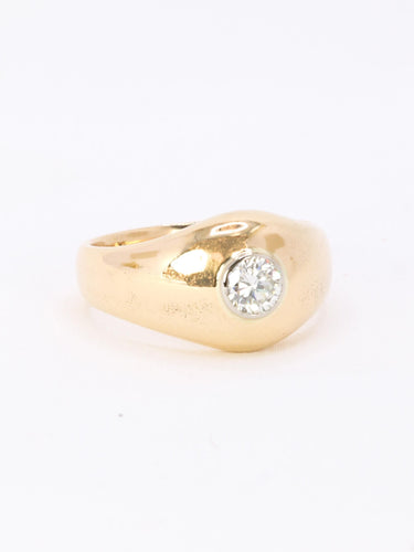 Bague 60 Bague jonc vintage en or jaune 18 carats avec diamant 0,5 ct 58 Facettes 1087.25