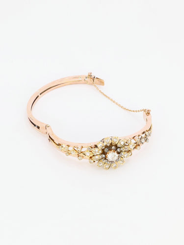 Bracelet Bracelet Napoléon III fleur mobile en or rose et diamants 58 Facettes 1085.3