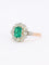 Bague 53 Bague marguerite ancienne en or rose et blanc 18 carats, émeraude et diamants 58 Facettes 1108.11