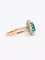 Bague 53 Bague marguerite ancienne en or rose et blanc 18 carats, émeraude et diamants 58 Facettes 1108.11