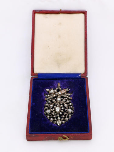 Pendentif Pendentif ancien cœur flamand en or, argent et diamants taille rose 58 Facettes 1113.6
