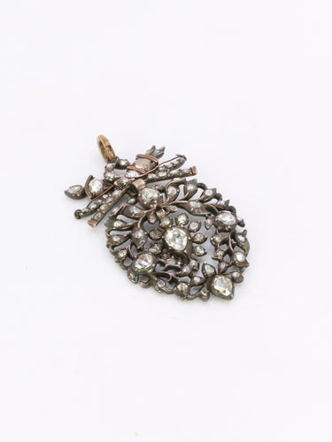 Pendentif Pendentif ancien cœur flamand en or, argent et diamants taille rose 58 Facettes 1113.6
