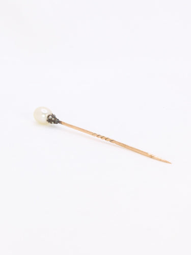 Broche Epingle or jaune perle fine diamants 58 Facettes 1115.5