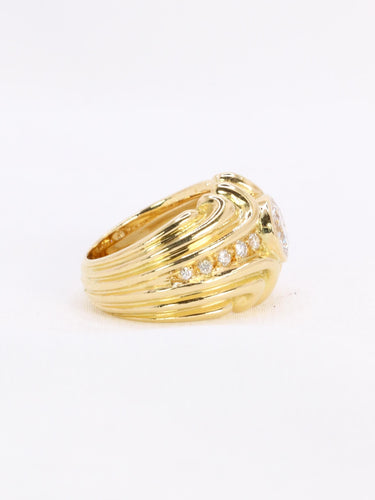 Bague 44.5 Bague vintage à godrons en or jaune 18 carats et diamants 58 Facettes 1111.3