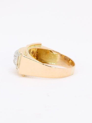 Bague 54 Bague pont en or jaune 18 carats et diamants taille rose 58 Facettes 973