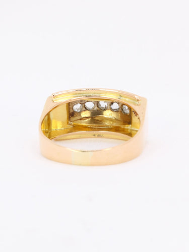 Bague 54 Bague pont en or jaune 18 carats et diamants taille rose 58 Facettes 973