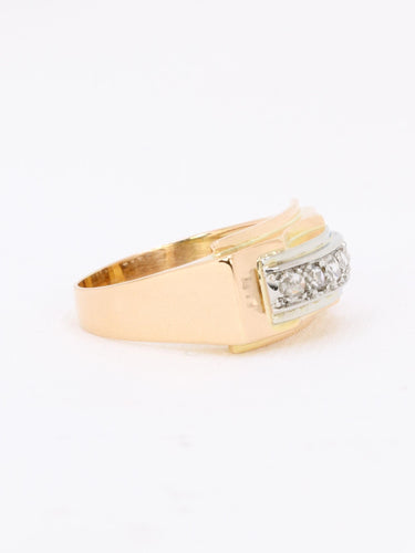 Bague 54 Bague pont en or jaune 18 carats et diamants taille rose 58 Facettes 973