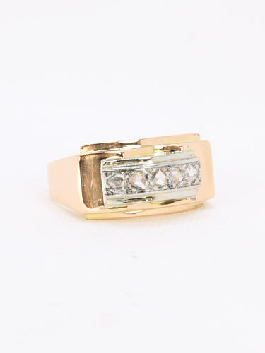 Bague 54 Bague pont en or jaune 18 carats et diamants taille rose 58 Facettes 973