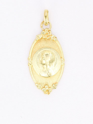 Pendentif Médaille religieuse Art nouveau en or jaune 18 carats 58 Facettes 1128.5