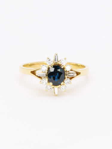 Bague 52.5 Bague marguerite vintage en or jaune 18k, saphir et diamants 58 Facettes 1CA0000011/1