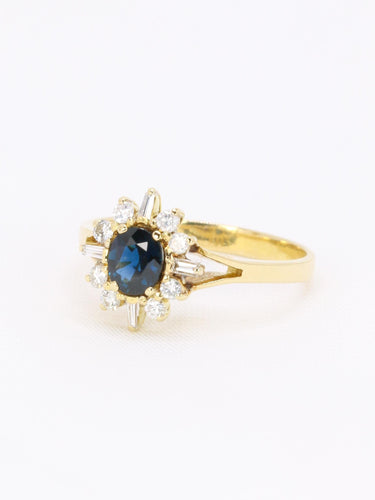 Bague 52.5 Bague marguerite vintage en or jaune 18k, saphir et diamants 58 Facettes 1CA0000011/1