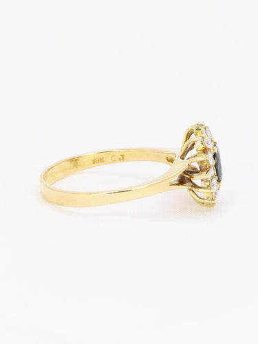 Bague 52.5 Bague marguerite vintage en or jaune 18k, saphir et diamants 58 Facettes 1CA0000011/1
