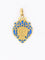 Pendentif Médaille religieuse Art nouveau en or jaune 18 carats, émail plique-à-jour bleu 58 Facettes 1153.12