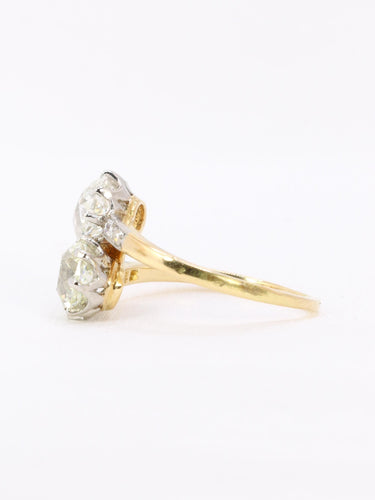 Bague 52 Bague toi et moi ancienne en or 18 carats et platine, diamants 2,60 ct 58 Facettes 1113.1